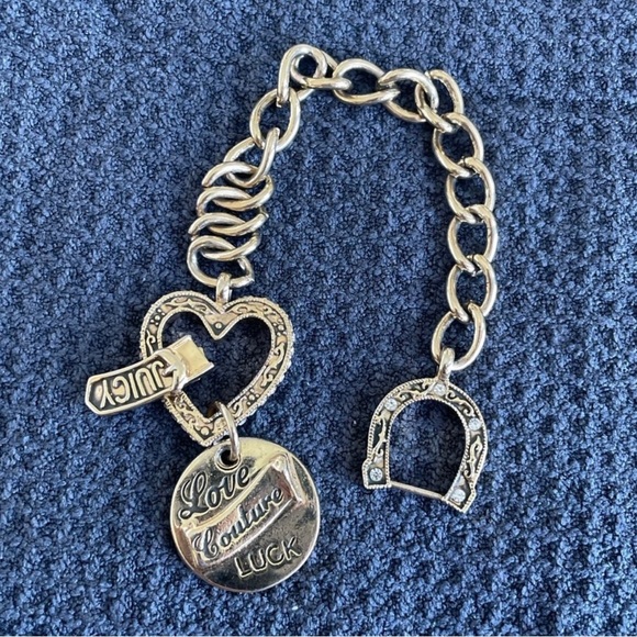 VTG Y2K Juicy Couture Love Luck, Horsehoe Charms Clasp Gold Tone Tennis Bracelet - Picture 3 of 10